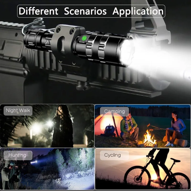 

Brightest Tactical LED Flashlight Ultra Bright L2 Hunting light USB Rechargeable Waterproof Torch light 5 Modes by 1*18650