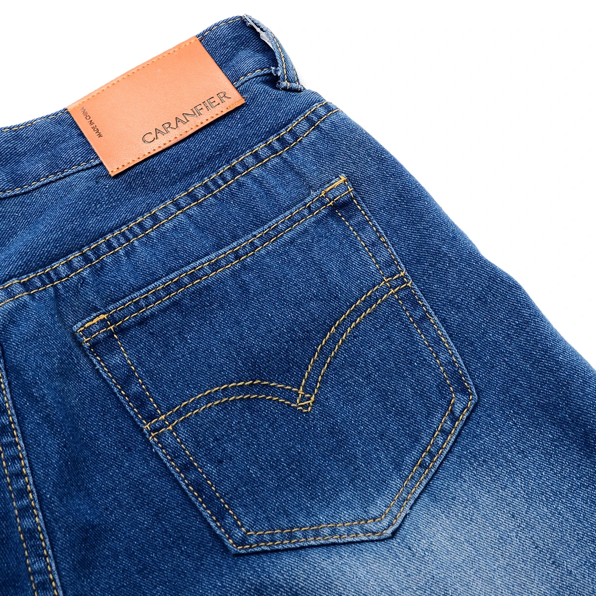 CARANFIER New Blue Jeans Men Straight Denim Trousers High Quality Classic simple Cotton Brand Buttons Men's | Мужские джинсы