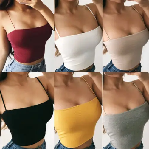 Хит сексуальный женский однотонный укороченный топ бюстье на бретелях топы
