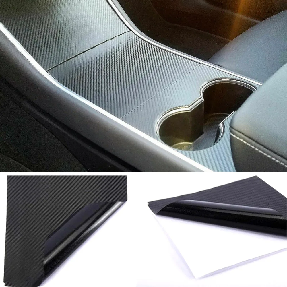 5D Carbon Fiber Center Console Wrap Vinyl Kit Black Upgrade Fit For Tesla Model 3 High Quality Free Shipping | Автомобили и