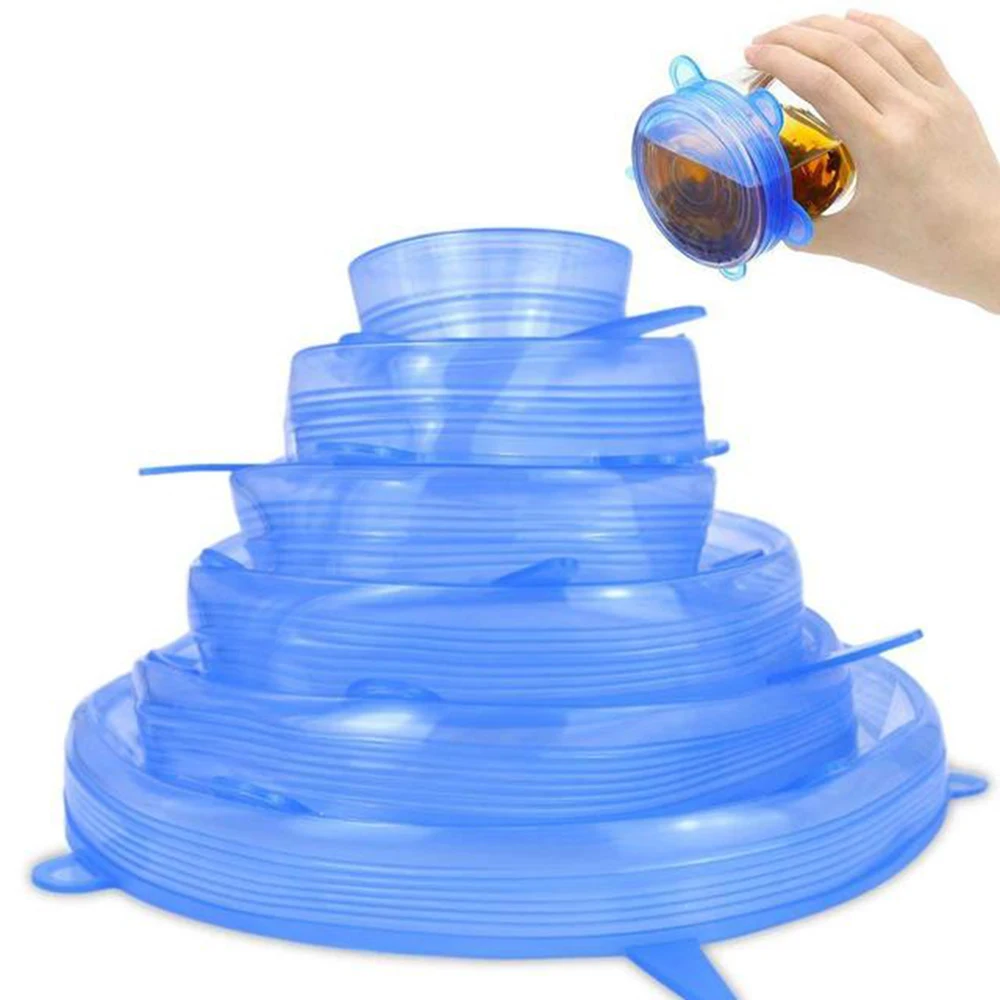 6pcs/set Silicone Storage Vacuum Cover Stretch Lid Bowl Sealed Fresh Lids | Дом и сад