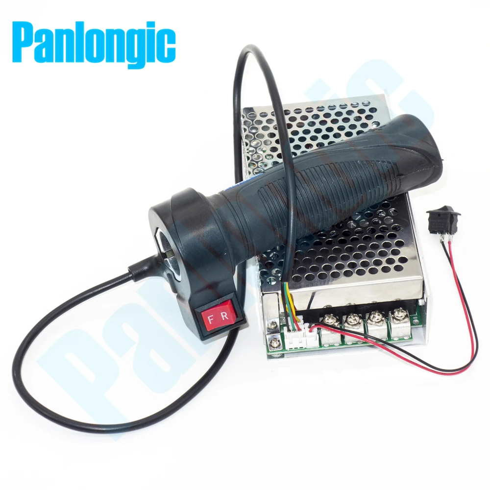 

Panlongic Hand Twist Grip Hall Throttle 100A 5000W Reversible PWM DC Motor Speed Controller 12V 24V 36V 48V Soft Start Brake