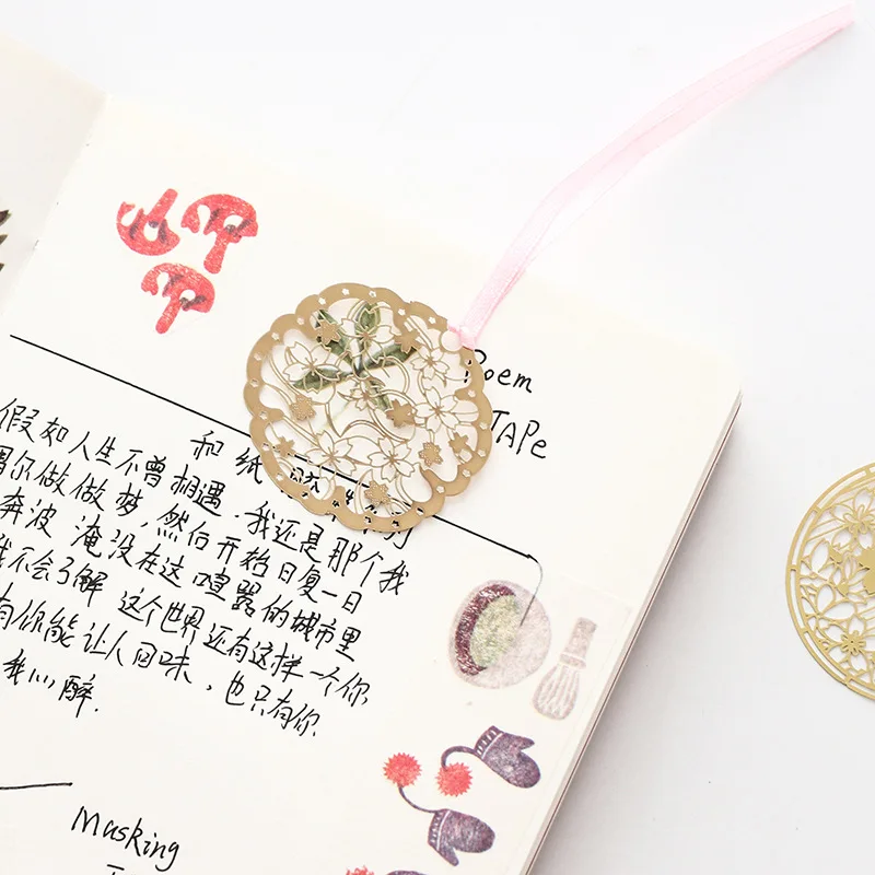 Золотые металлические закладки Sakura для книг винтажные цветы зажим страниц