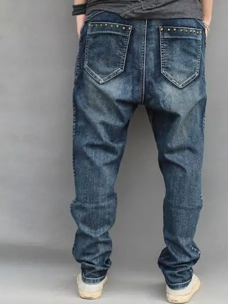 Брюки мужские свободные в стиле Харун модные штаны хип-хоп джинсы большого