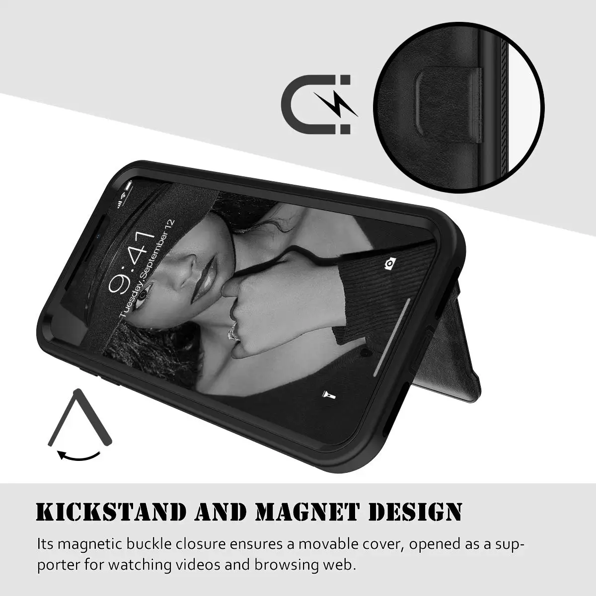 for iPhone Xs XR Max 6s 7 8 Plus Case Premium PU Leather Wallet Cases with Card Holder Kickstand &amp Magnetic Closure Flip |