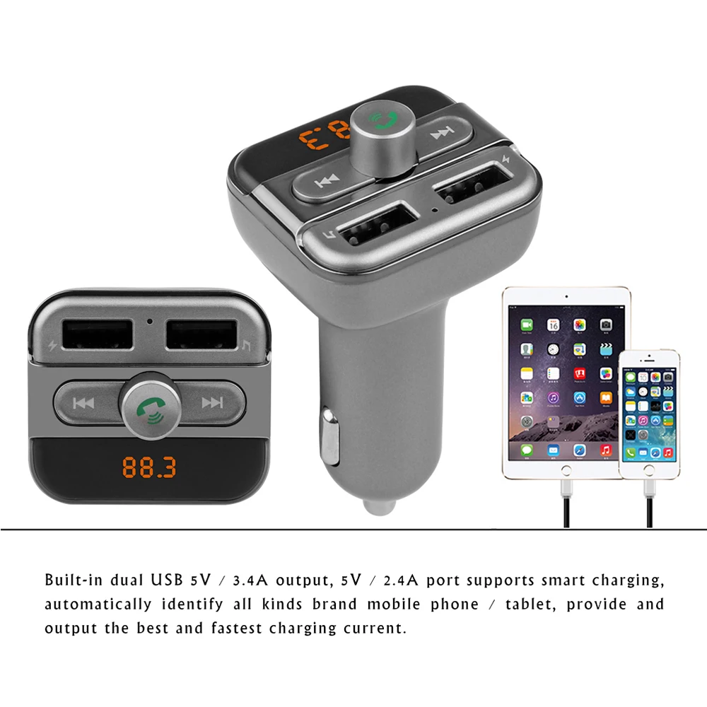 Автомобильный Bluetooth комплект Onever с FM трансмиттером и mp3 плеером 5 В 3 4 А|modulator car