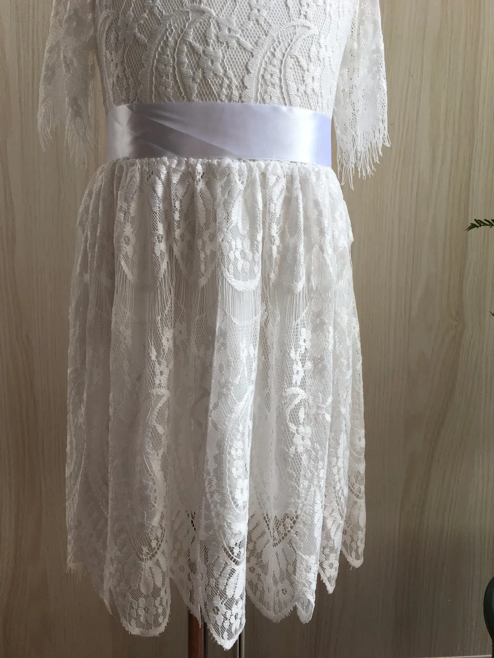 Girls white soft lace dress vintage children half sleeve hallow out flower girls fashion kids tassels princess vestido | Детская одежда