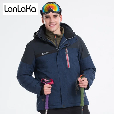 LANLAKA новый бренд лыжная куртка Для мужчин зимние Куртка из искусственной кожи PU