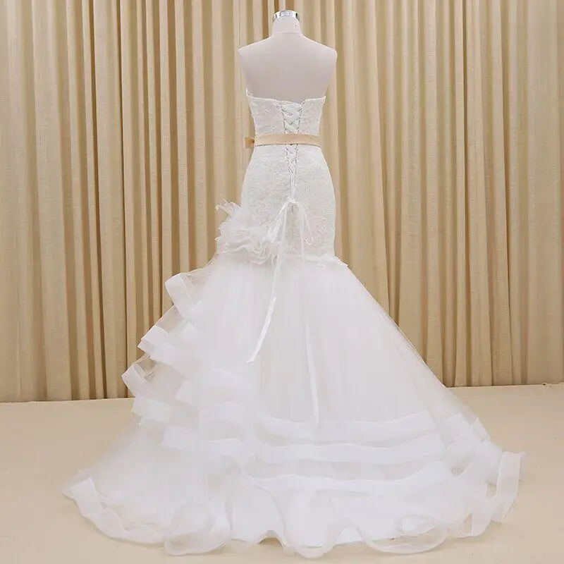 Органзы Русалка Милая Свадебное Платье С Оборками 2016 Развертки Поезд Свадебные