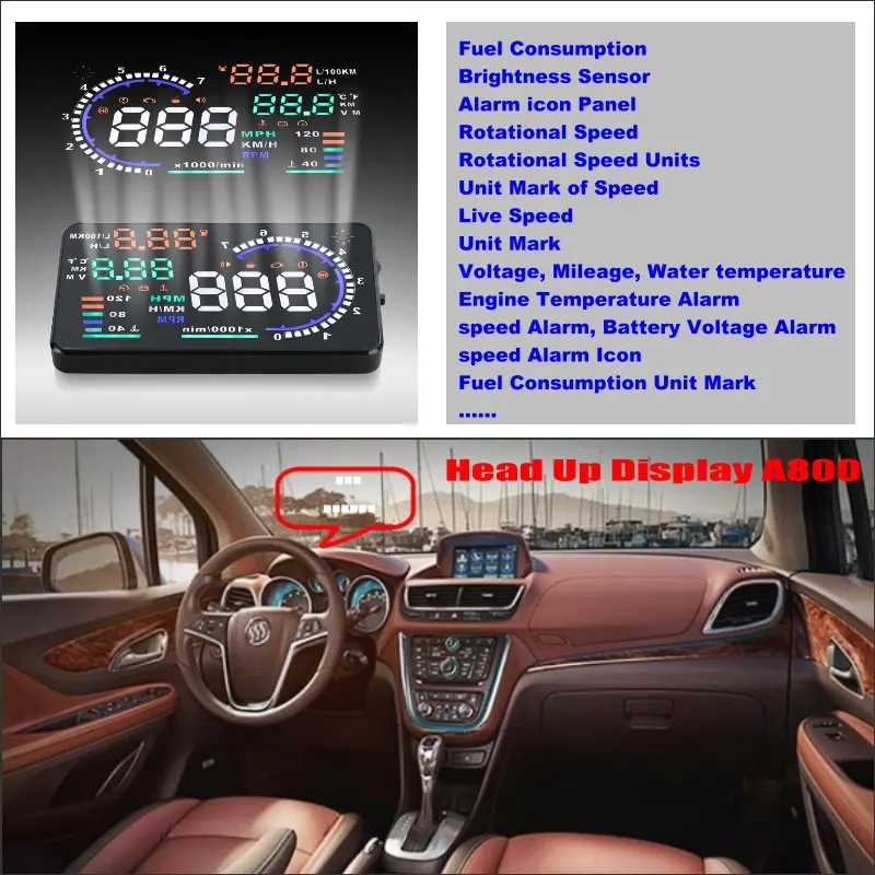 For Buick Encore/Envision 2013-2020 Car HUD Head Up Display Auto Accessories Safe Driving Screen Projector Plug And Play