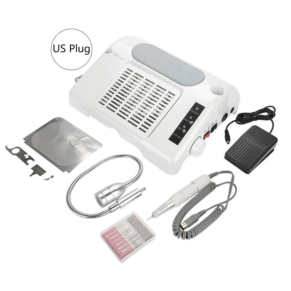 US Plug 3 в 1 шлифовальный полировальный коллектор для буровой пыли маникюрная машина с светодиодный стол инструменты для дизайна ногтей салонный лак для ногтей, маникюра - Цвет: US Plug