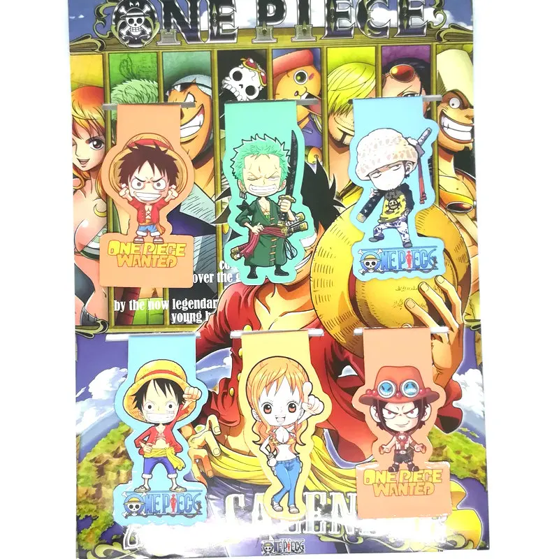 6pcs Anime luffy Magnetic Bookmark Cartoon Magnet Child Student Kawaii Gift Bookmarks Office Stationery | Канцтовары для офиса и
