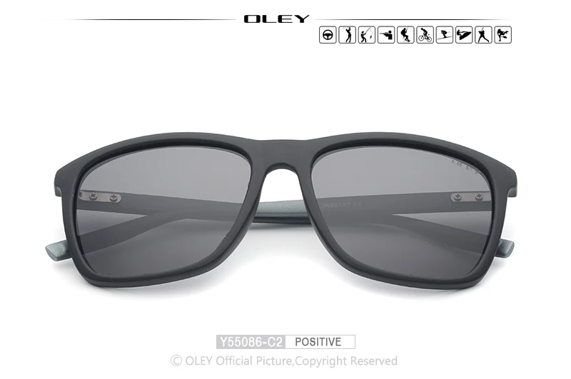 Y55086 C2 BOX OLEY, унисекс, квадратные солнцезащитные очки, мужские, поляризационные, wo, мужские, фирменный дизайн, Ретро стиль, для вождения, солнцезащитные очки, аксессуары, очки, Y55086 - Цвет линз: Y55086 C2 BOX