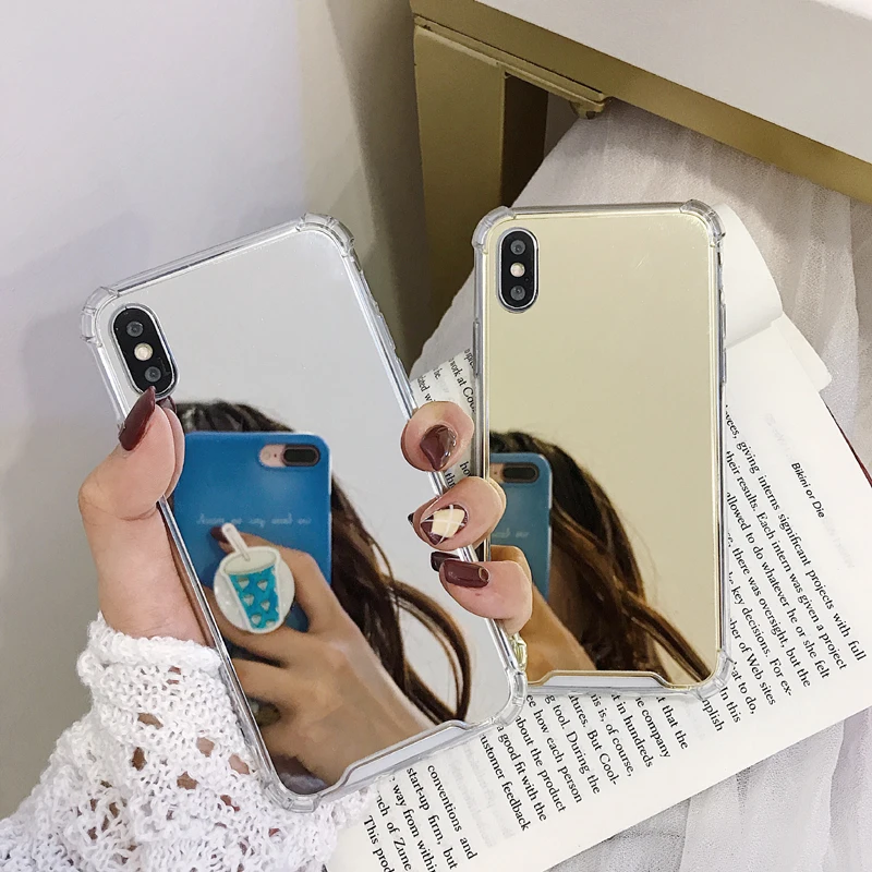 For iPhone 7 XR X XS MAX 8 6 6s Plus Case Luxury Mirror TPU Silicone Shockproof Protective Fashion Back Cover |