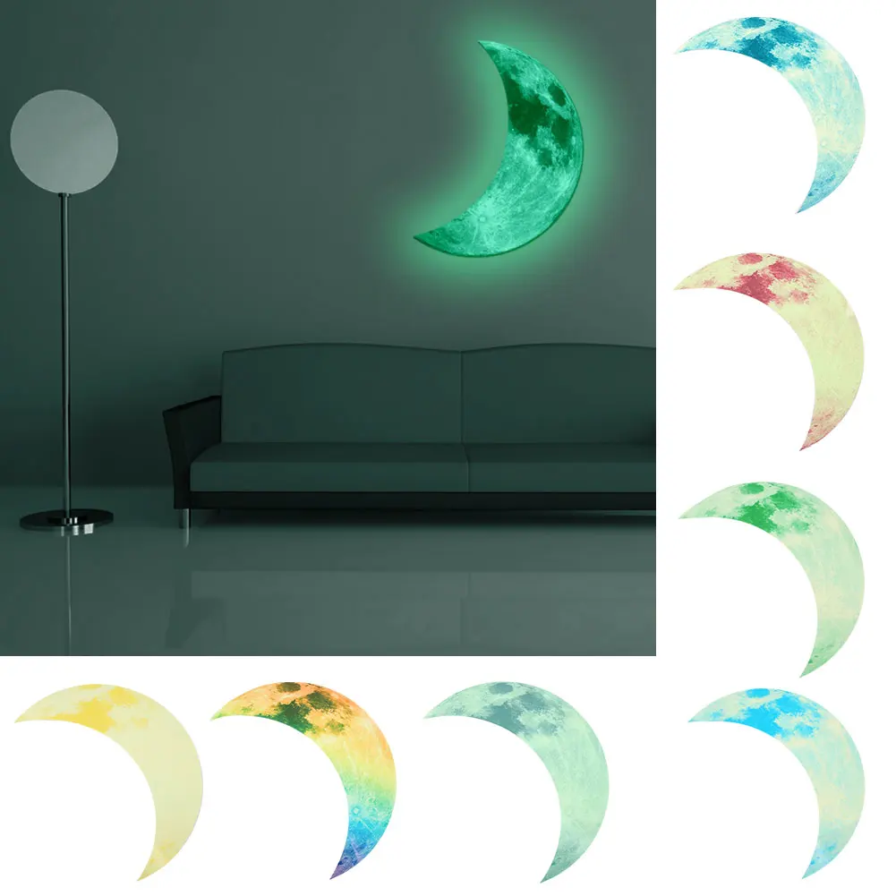 Светящаяся Луна переводная картинка флуоресцентные наклейки на стену 40*12 см