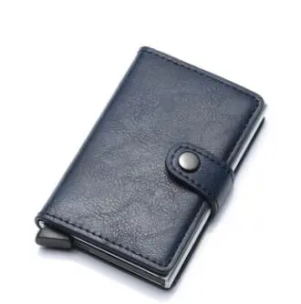 Blue ID card holder Автоматический кредитный держатель для карт s бизнес мужской чехол для ID карты модный RFID держатель для карт алюминиевые кошельки для банковских карт - Цвет: Blue ID card holder