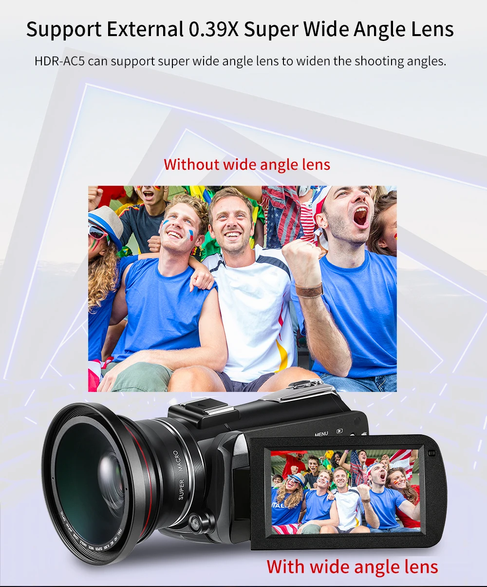 ORDRO AC5 видеокамера 4k Цифровая видеокамера WiFi 12X оптический зум профессиональная запись Камара с широкоугольным объективом микрофон