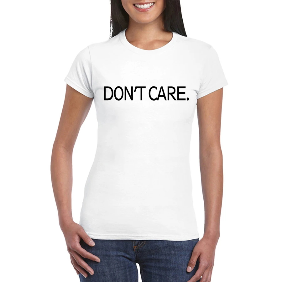 

DONT CARE Letter Printed Tees Harajuku Plus Size T shirt Casual Street Punk Tops Black White T-shirt Lady Girl Top Tee Hipster