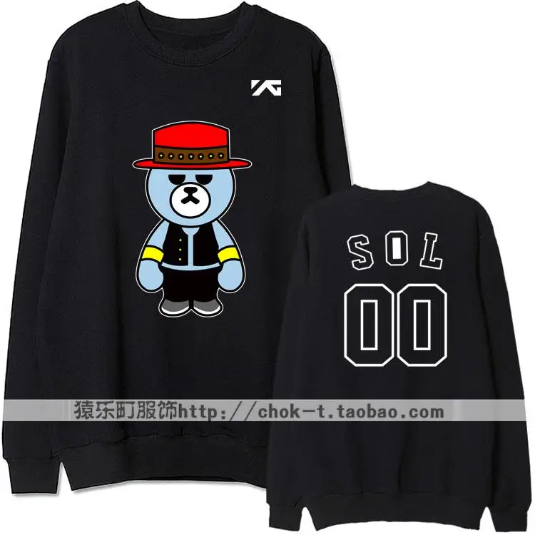 Fashion kpop bigbang bae little bear/member name printing hoodie vips supportive pullover sweatshirt for spring | Женская одежда