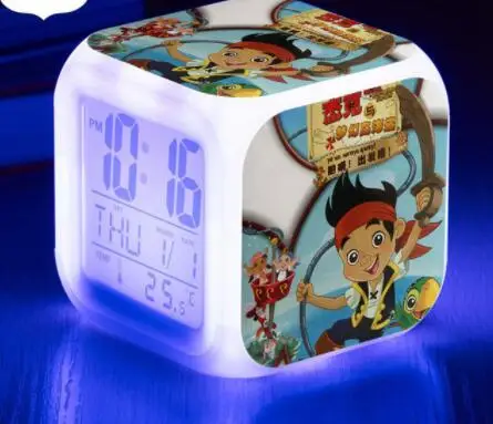 Красный Пластиковые часы horloge digitale Jake и the Never Land Пираты светодиодный Будильник цифровые часы reloj despertador saat reveil - Цвет: Красный