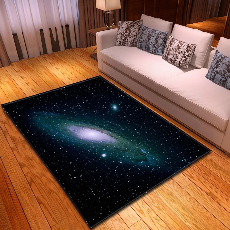 Galaxy Space Stars напечатаны 3D ковры для гостиной, спальни, коврики для гостиной, чайный коврик для стола, мягкий фланелевый декоративный ковер большого размера