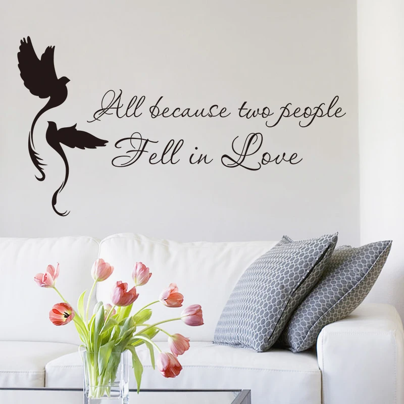 Все потому что два человека влюбилась ПТИЦЫ Виниловые Надписи котировки для