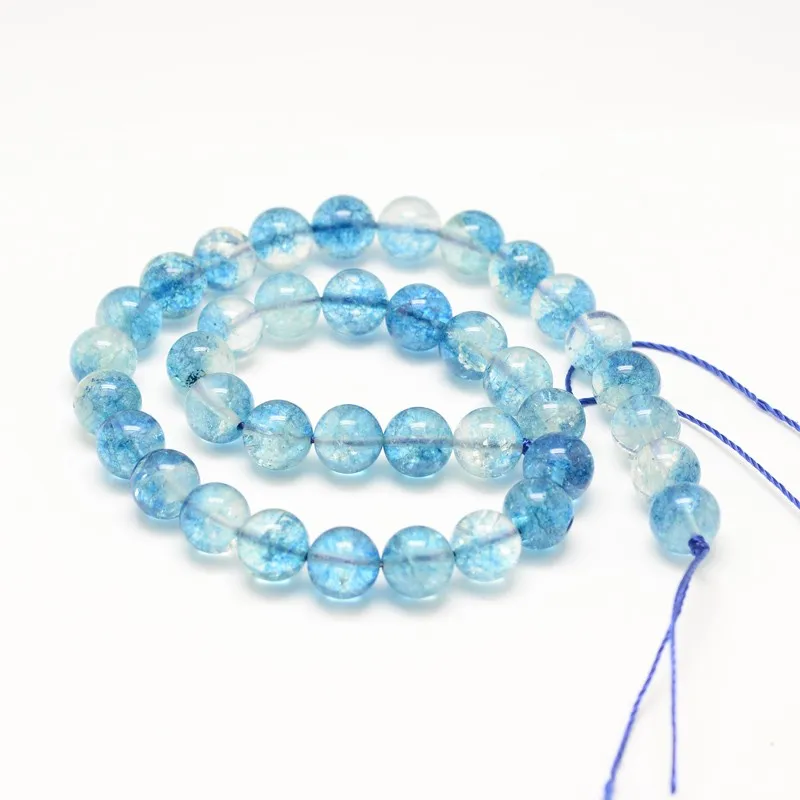 

Dyed Round Natural Crackle Quartz Beads Strands, SkyBlue, 6mm, Hole: 1mm; about 63pcs/strand, 15.5"