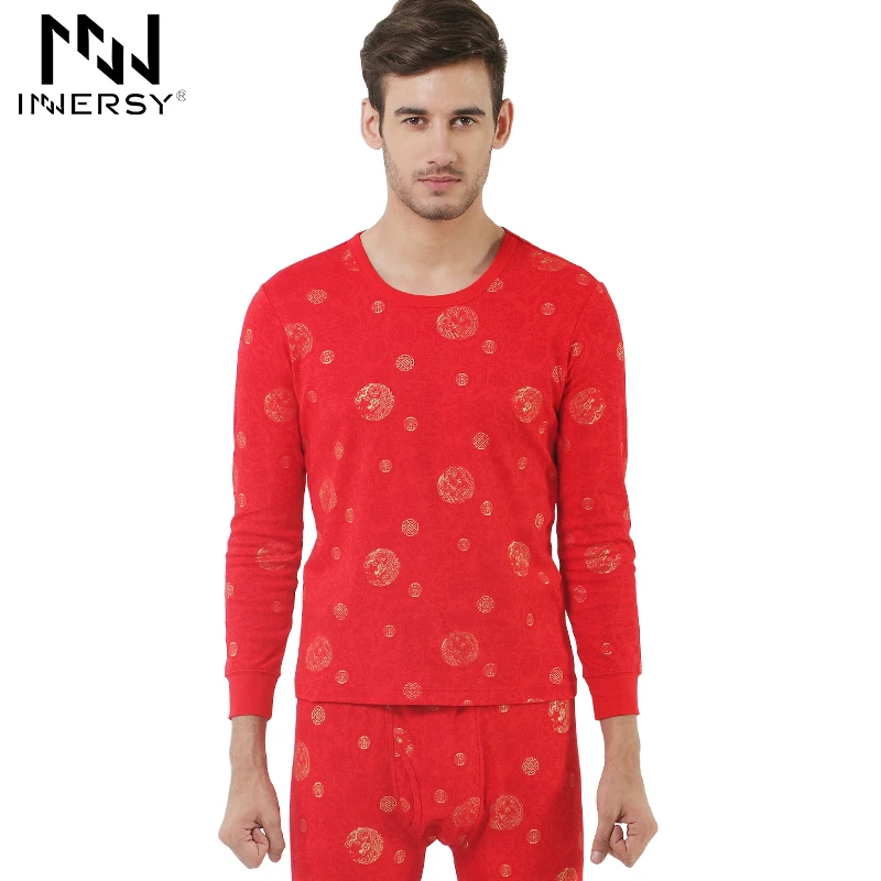 Innersy Нижнее Белье веселые Мужские Тонкий Термобелье Мужская Лонг Джонс Красный