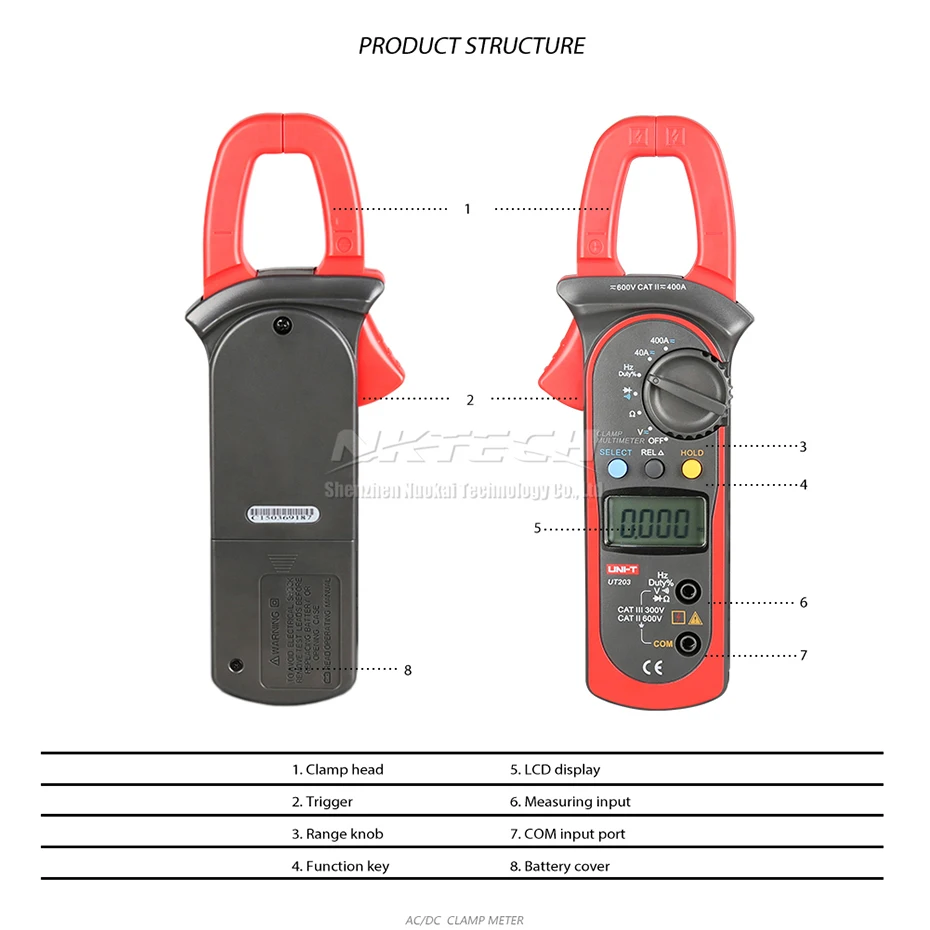 UNI-T цифровой клещи мультиметр UT203 UT204 UT204A AC DC Вольт сопротивление тока Частота Рабочий цикл диод Тест Авто Диапазон