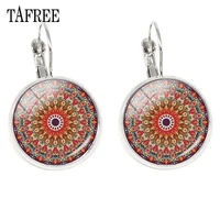 tafree indian henna mandala flower clip earrings fashion handmade charm round earring for women girls luxury yoga jewelry hn413