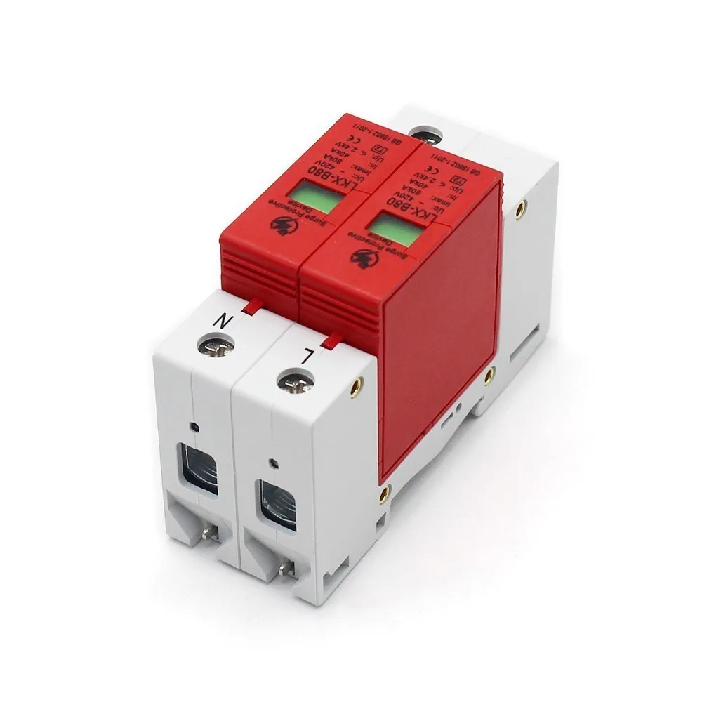 B80 2P 40KA ~ 80KA 385V AC 1P + N SPD домашний стабилизатор напряжения защитный низковольтный