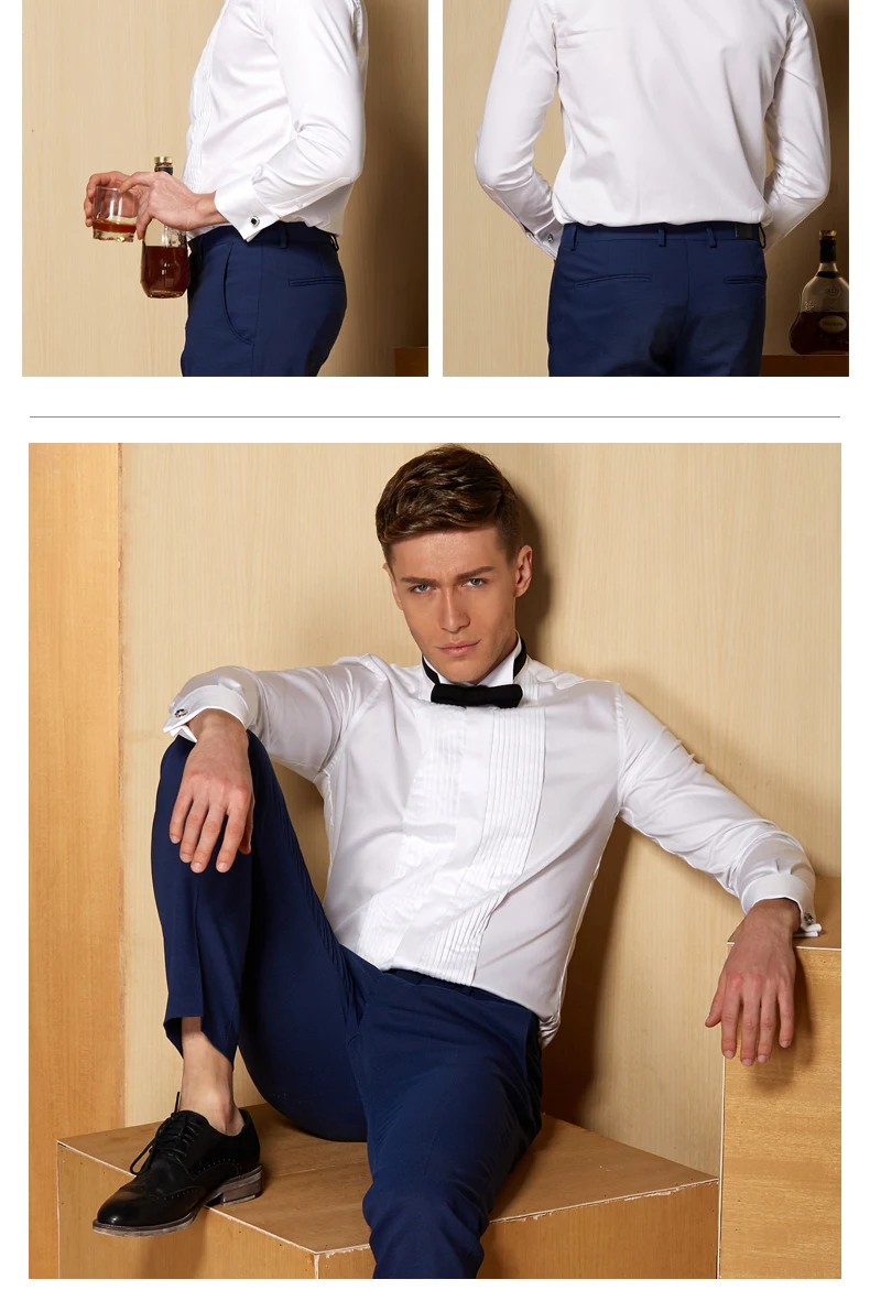 Повседневная рубашка с длинным рукавом slim fit camisa masculina раза tuxedo shirt