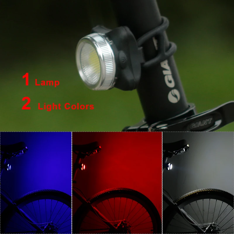 Задний фонарь для велосипеда двухцветный в 1 Перезаряжаемый USB светодиодный COB
