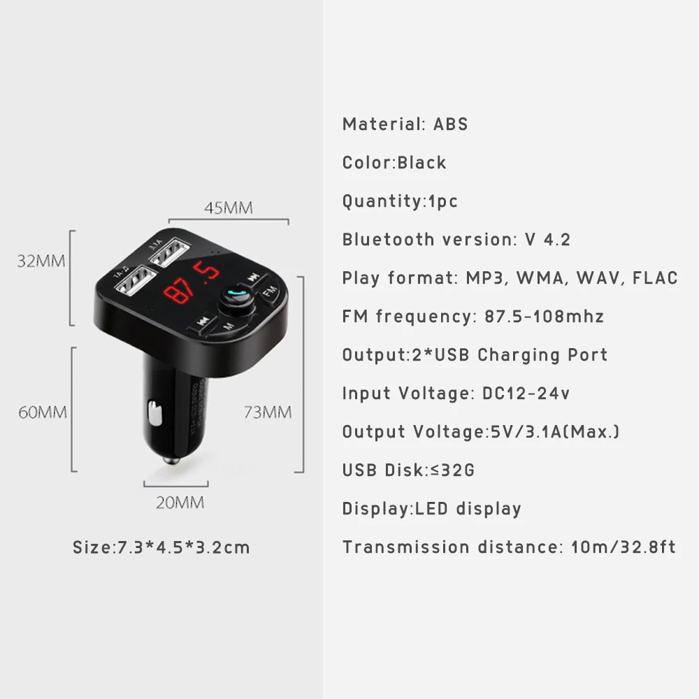 Car MP3 Player Bluetooth FM Transmitter Modulator Wireless Handsfree Kit 3.1A Dual USB Charger Accessories | Автомобили и