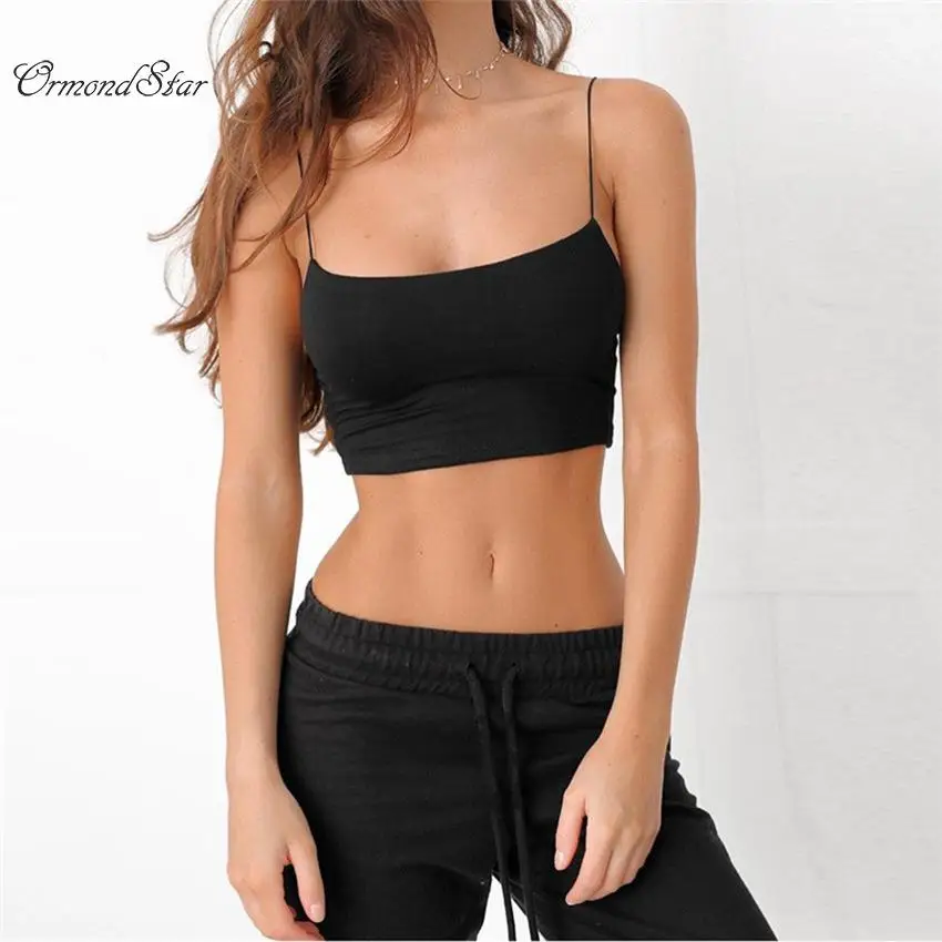 Для женщин топы Творческий бретели sexy короткая заметка чистый цвет рендеринга