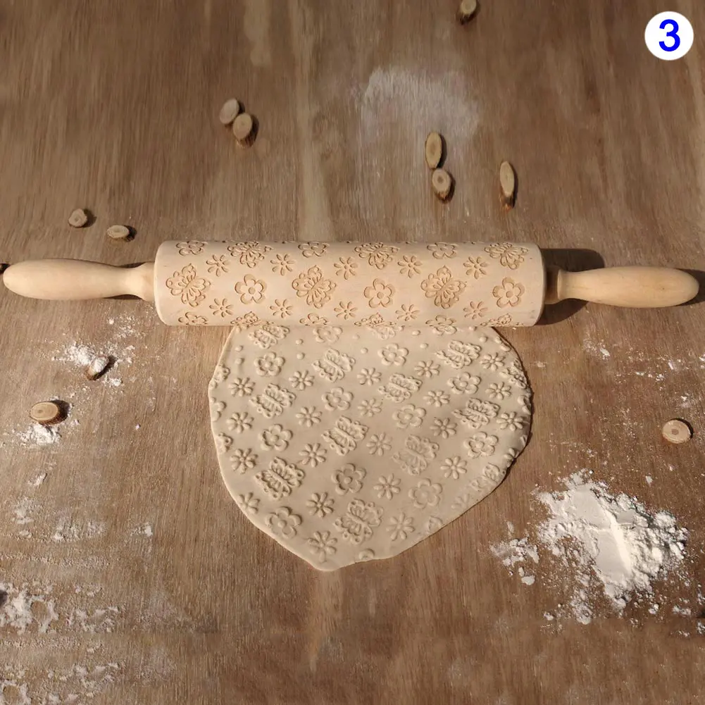 Пасхальное яйцо печать деревянная Скалка 3D тисненая скалка для выпечки дома Kicthen