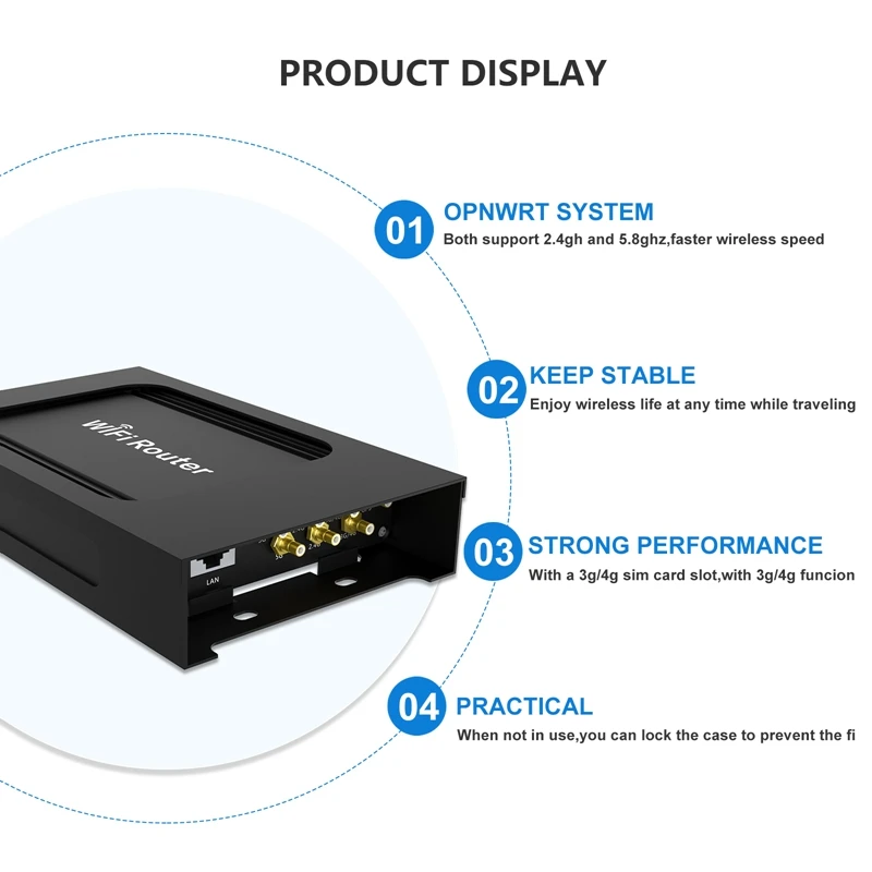 Cioswi Openwrt Portable 3G 4G Lte Wireless Wifi Router Gigabit Access Point With SIM Card Slot For Car High Gain Wifi Antenna