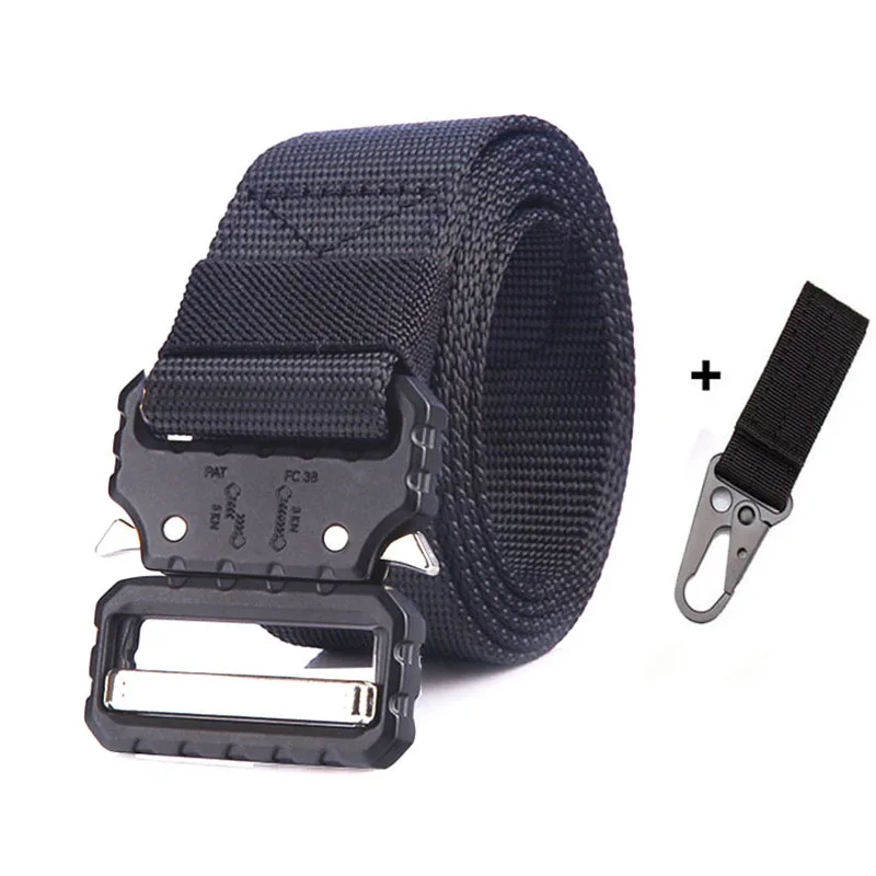 belt and 1 hook Тактический ремень с металлической пряжкой нейлоновый ремень армейский мужской сверхмощный военный ремень регулируемые уличные боевые тренировочные принадлежности для охоты - Цвет: belt and 1 hook