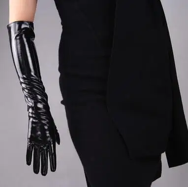 50cm Women'a, модные, сексуальные, тонкие, искусственная перчатка из искусственной кожи, женские, для клуба, выступления, официальные, вечерние, лакированная кожа, длинные перчатки 70 см R592 - Цвет: 50cm