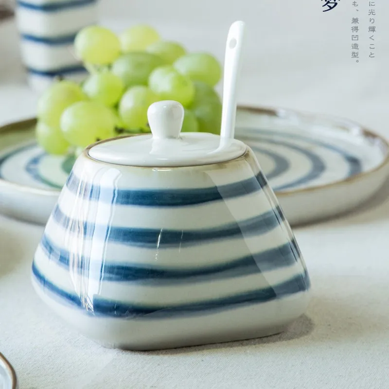 Керамический контейнер для хранения с крышкой и ложкой|creamer pots|sugar creamerceramic sugar pot |