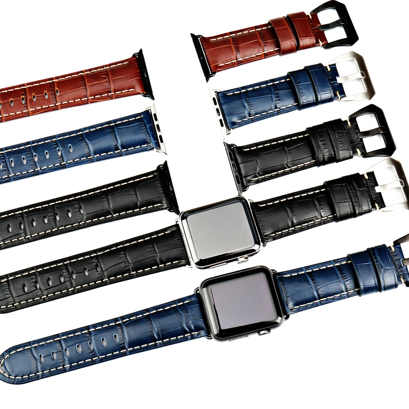 MAIKES Genuine Leather Watch Strap Replacement For Apple Watch Band 45mm 44mm 40mm 42mm 38mm Series 8 7 6 5 4 3 2 1 All Models