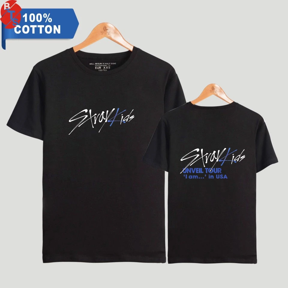 Мужская футболка Stray Kids Kpop летняя с коротким рукавом из 100% хлопка Новое