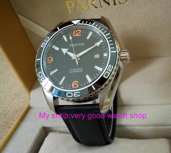 Мужские часы с сапфировым стеклом PARNIS японские автоподзаводом и механическим