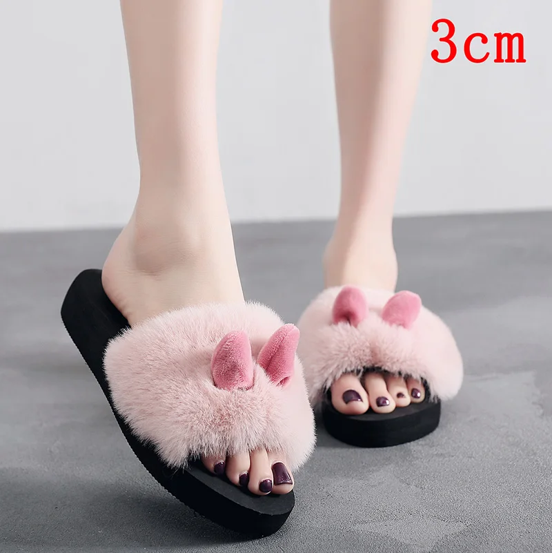 3cm Pink Тапочки на платформе; женская обувь на каблуке; женская обувь на платформе с высоким тапочка на платформе; женская обувь на платформе с высоким каблуком; pantoufle femme - Цвет: 3cm Pink