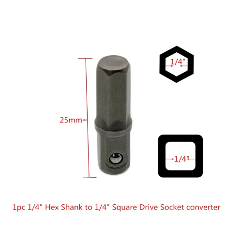 1pc Socket Converter 1/" Квадратный привод до 1/4" шестигранный хвостовик торцевые биты конвертер быстроразъемный Отвертка Держатель ударная розетка конверсионный адаптер инструмент - Цвет: 1pc Socket Converter