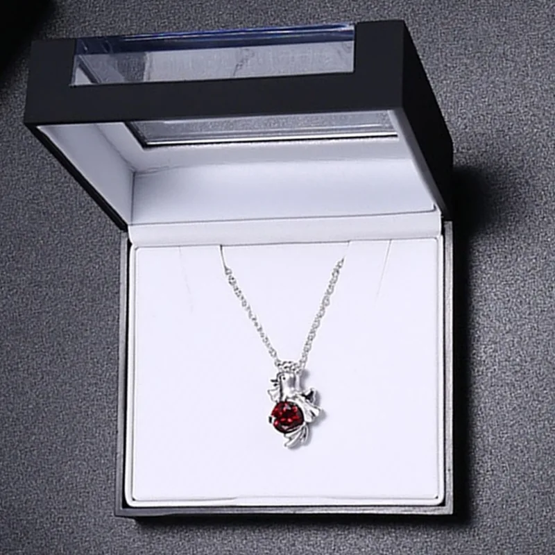 For Pendant Necklace DreamCarnival 1989 роскошная черная Подарочная коробка для ожерелья с подвесками Кольцо Серьги Браслет УФ покрытие прозрачное окно высокое качество - Цвет: For Pendant Necklace