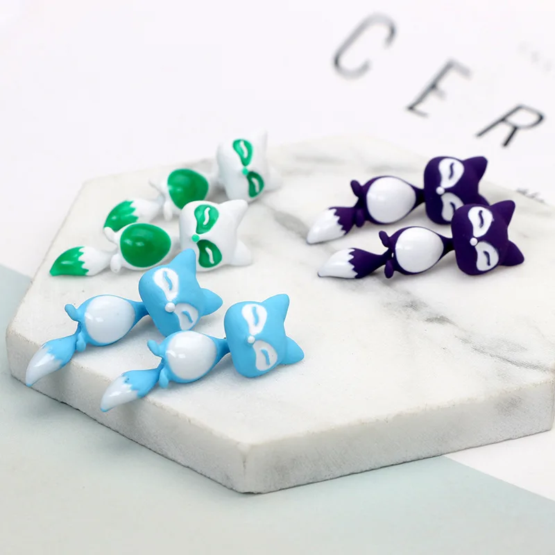 Candy Color Solid Animal fox серьги oorbellen Brincos букле d'oreille Brinco Aretes orecchini | Украшения и