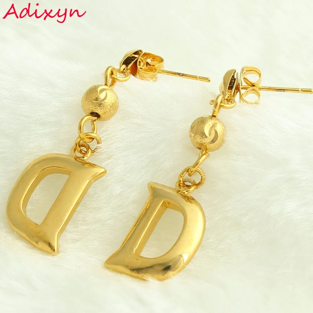 Adixyn новые буквы D Золото Цвет Серьги капельки ювелирные изделия Средний