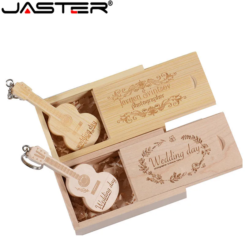 

JASTER Customized Wooden Pen Guitar Usb Flash Drive Memory Stick Pendrive 8G 16GB 32GB Metal Keychain Gift Free Custom LOGO