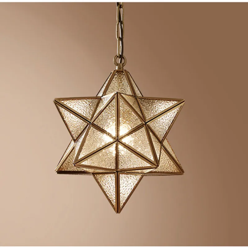 Modern Loft Art Star Glass Pendant Lights Creative Retro Bronze Warm Study Bars Cafe Aisle Led Hanging Light Fixtures | Лампы и